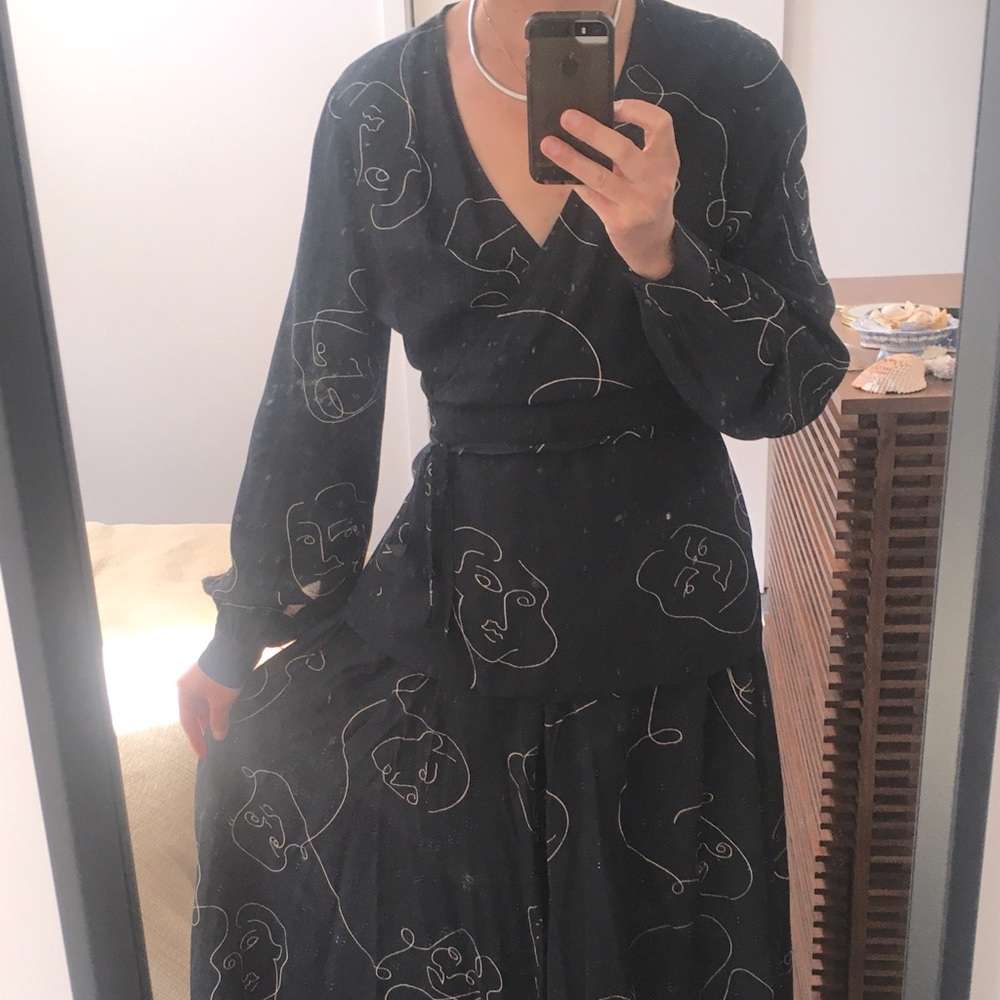 2 piece “dress” set.Matching wrap top, with skirt.